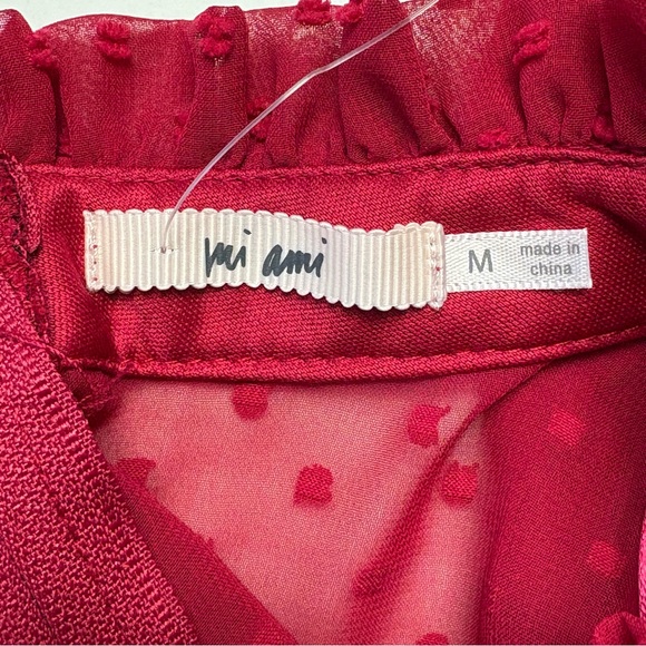 NWT Francesca's Collections Mi Ami Swiss Dot Tiered Mini Dress M Red Chiffon - Picture 12 of 15